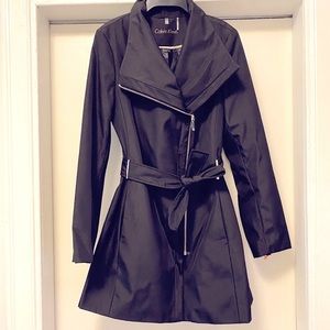 Calvin Klein Nylon Asymmetric Zip Trench - Water Resistant